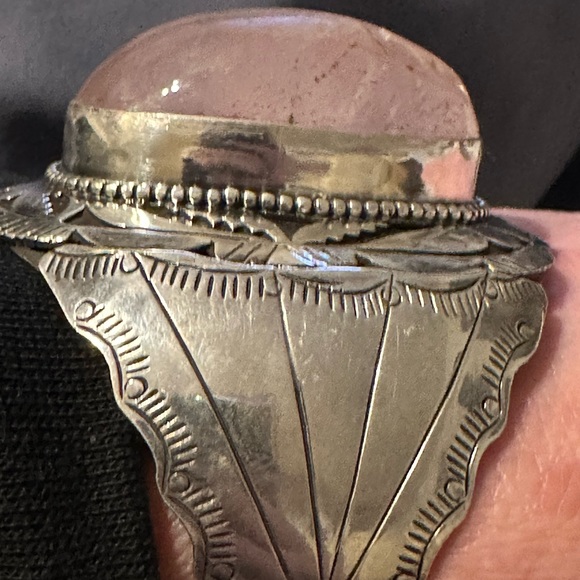 Rose Quartz southwestern 925 sterling silver cuff - Picture 5 of 7